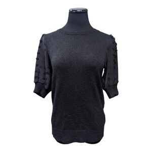 Mine Boutique Black Raised Dot Short Sleeved Knit Top Size S